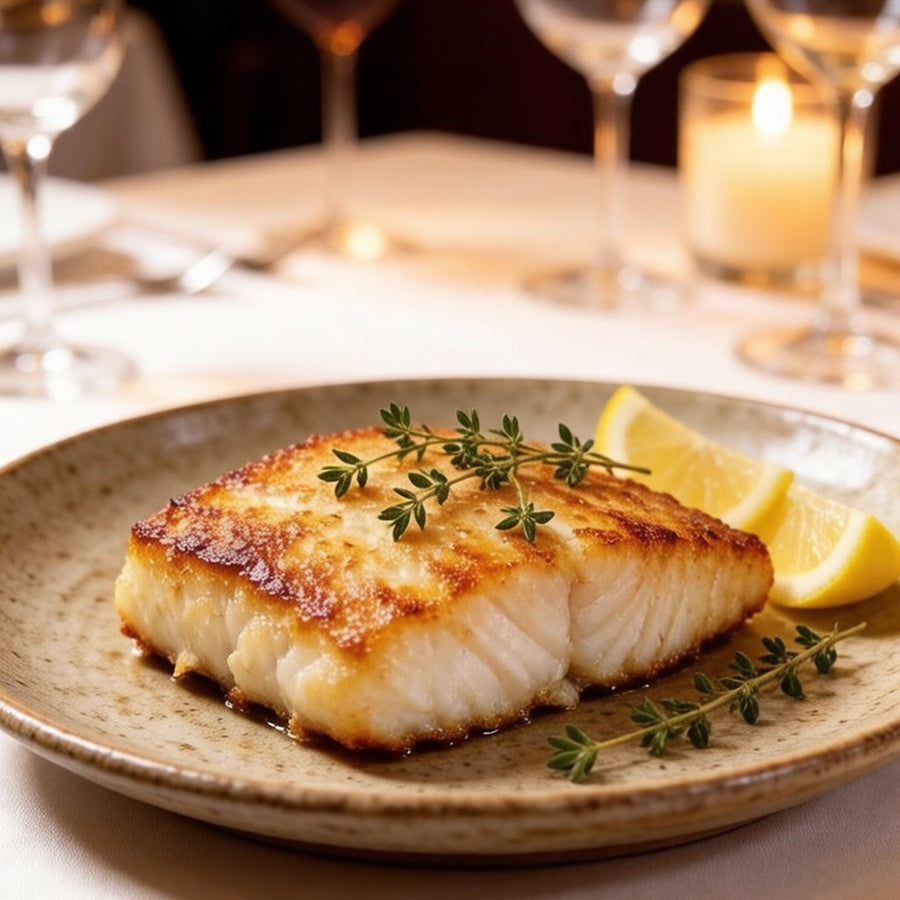 Thick cod loin steaks with white flaky flesh