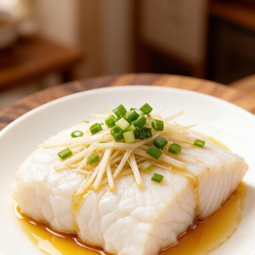 Thick cod loin steaks with white flaky flesh
