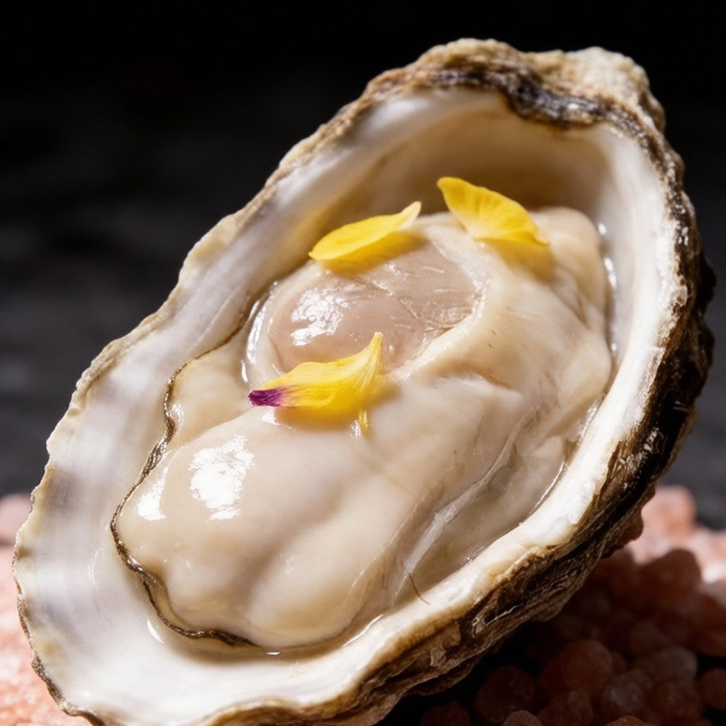 Jumbo oysters opened on the half shell over ice